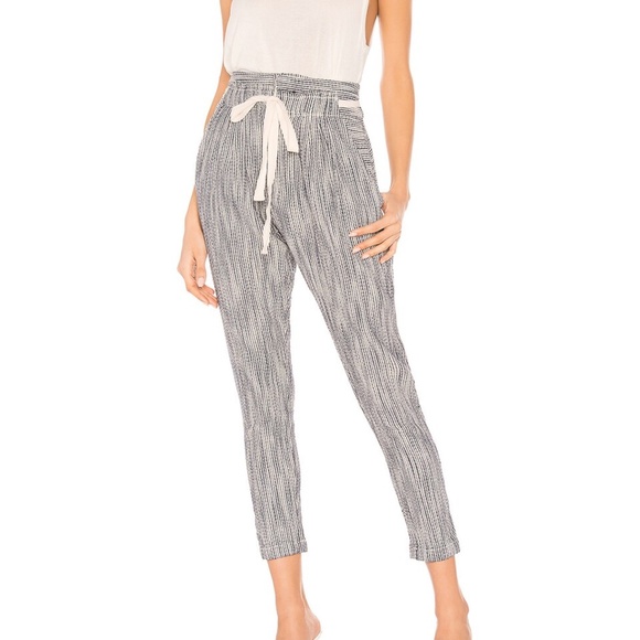 Free People Women's Size 6 Blue & White Stripe Light At Sunrise Pants - Picture 1 of 8